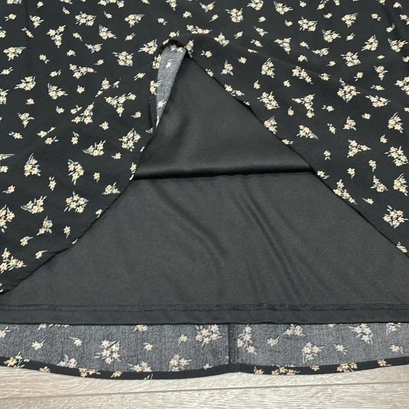 American Eagle One Shoulder Boho Black Floral Dress with Pockets L - Picture 7 of 14